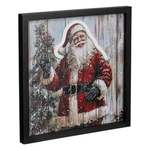 Tablou de Craciun vintage Mos Craciun cu LED Neon
