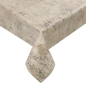 Fata de Masă Decorativă Crăciun Bej Marmură Folie Aurie
