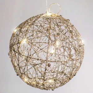 Glob Decorativ de Craciun cu Becuri LED și Tinsel