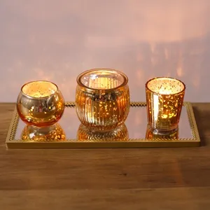 Set Decorativ de Crăciun cu Oglindă și Suporturi pentru Lumanari