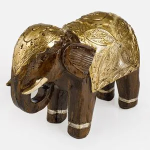 Figură decorativă elefant auriu cu motive africane pentru interioare
