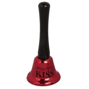 Clopotel metalic roșu cu mesaj Ring for a kiss