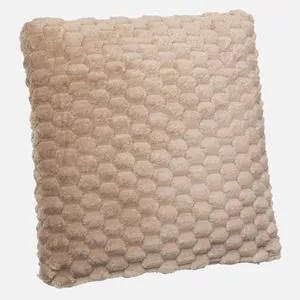 Perna decorativa bej din blana artificiala cu model reliefat, 60x60 cm