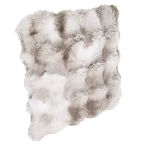 Pernă decorativă pătrată din imitație de blană, model reliefat, gri-bej, 40x40 cm