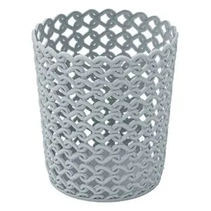 Suport Creioane din Plastic Bleu Gri cu Model Împletit, Cilindric