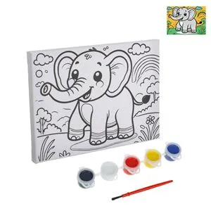 Set Pictura Canvas cu Model Elefant, 15x20cm, Multicolor