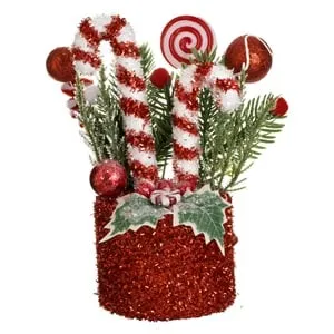 Decoratiune de Craciun cu Acadele Candy Ramuri Globuri Pompon