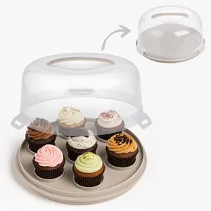 Suport rotund pentru chec si briose, 2 in 1, Bej, Ø28x14.5cm