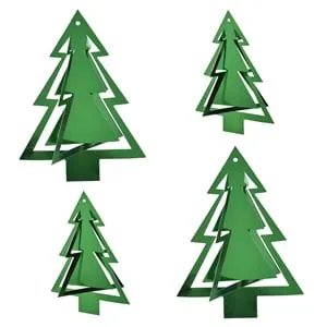 Set brazi 3D decorativi de Craciun verzi cu folie metalizata