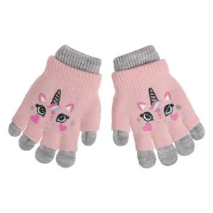 Mâini Duble Unicorn Glitter Roz și Gri pentru Fete 6-10 Ani