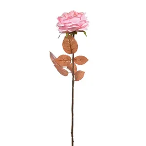 Trandafir Roz Artificial pentru Decorațiune de Crăciun - Auriu Glitter