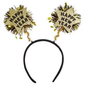 Coronita Par Happy New Year Negru cu Glitter Auriu