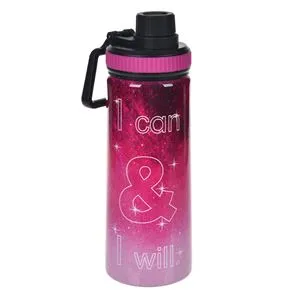 Sticla de apa din otel inoxidabil, 700 ml, fucsia lucios, cu imprimeu motivational