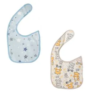 Bavete Textile Bej Ciel cu Model Ursuleti Stele Teddy Bear pentru Nou-nascuti