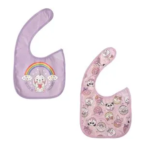 Bavete pentru nou-născuți, Set 2 buc, Mov, cu imprimeu unicorn și donuts