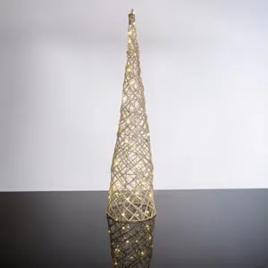 Decorativ de Craciun cu Becuri LED și Glitter Bej Sampanie