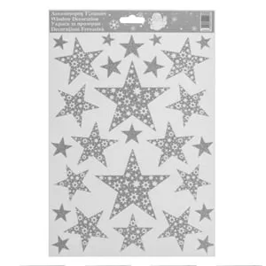 Autocolante Decorative Stele cu Glitter Argintiu pentru Decorațiuni de Crăciun
