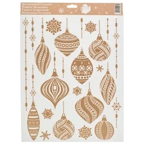 Autocolante Decorative Craciun Globuri Glitter Sampaniu 30x42cm