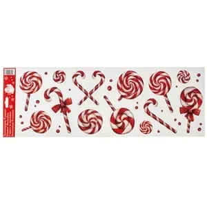 Autocolante Decorative Craciun Candy Ornamente cu Glitter Holografic