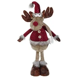 Figurina Decorativă de Crăciun Ren Maro cu Caciula Bordo 55cm