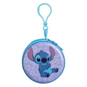Portofel metalic rotund cu breloc Stitch pentru fete