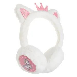 Aparatori de urechi cu blana artificiala, Model Unicorn cu Coronita, pentru Fete