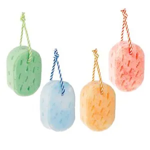 Set 4 Bureți de Baie Colorati cu Snur pentru Suspendare