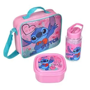 Set Masa cu Geanta Izoterma, Caserola si Sticla cu Model Stitch