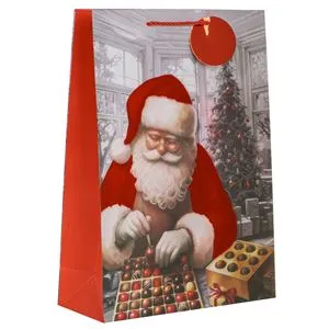 Sacos Cadou Decorative pentru Craciun cu Mos Craciun și Ciocolată