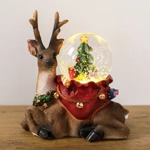 Glob Decorativ de Crăciun cu Ren și Iluminare LED