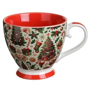 Cana de Craciun din portelan New Bone cu ornamente festive