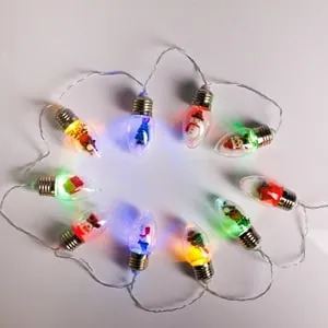 Instalare Decorativă Crăciun LED cu 10 Becuri și Figurine Multicolor