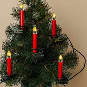 Lumanari LED Rosii cu Clips pentru Decorarea de Craciun