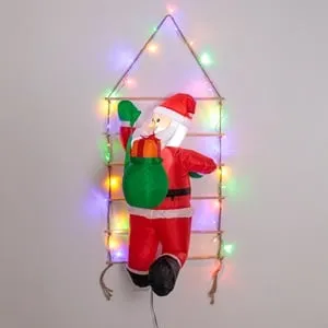 Scara Decorativa de Craciun cu Figurina Gonflabila Mos Craciun și Lumini LED