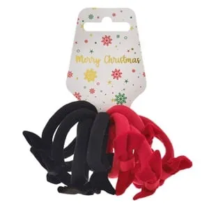Elastice Par de Craciun Rosii și Negre Catifelate cu Fundita