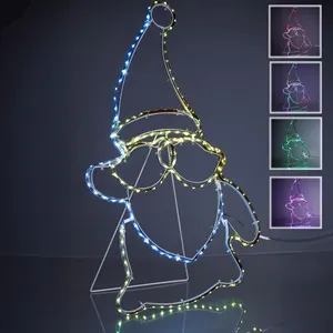 Figurina Mos Craciun LED cu Programare și Furtun Multicolor