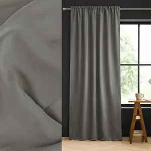 Draperie decorativă gri cu bandă, 140x260 cm, opacă