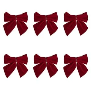 Set Fundite Decorative de Craciun Rosii Catifelate 13x14cm