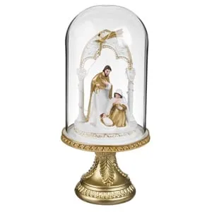 Iesle de Craciun Cupola din Sticla cu Sfanta Familie & LED