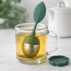 Infuzor Ceai Frunza cu Farfurioara - Design Natural pentru Ritual de Ceai