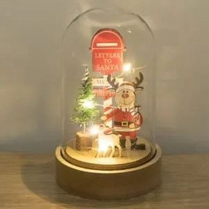 Cupola Decorativa de Craciun cu Ren din Lemn și LED