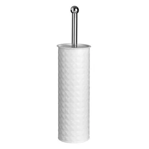 Perie WC Metalică Albă cu Model Reliefat pentru Toaletă