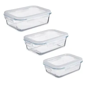 Set caserole din sticla dreptunghiulare cu capac pentru preparate