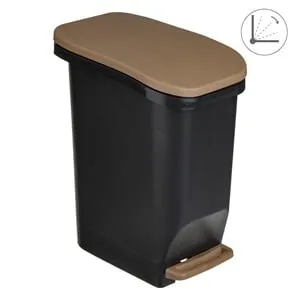Cos din plastic pentru baie paralelogram negru mat cu capacitate 7L
