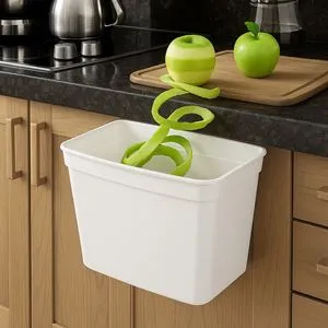 Cos de gunoi suspendat din plastic alb 4L pentru dulapuri