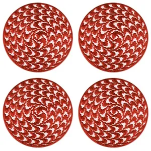 Set Suporturi Pahar Rosii cu Model Spiralat Mozaic