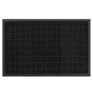 Covoras intrare negru cu model liniar reliefat, 90x60 cm