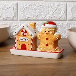 Set Ceramic Craciun Casuta și Om de Turta Dulce