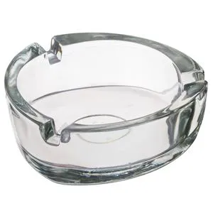 Scrumieră triunghiulară din sticlă transparentă 8x8.5 cm