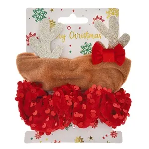 Elastice Par Festive de Craciun: Catifea Maro & Roșu cu Sclipici